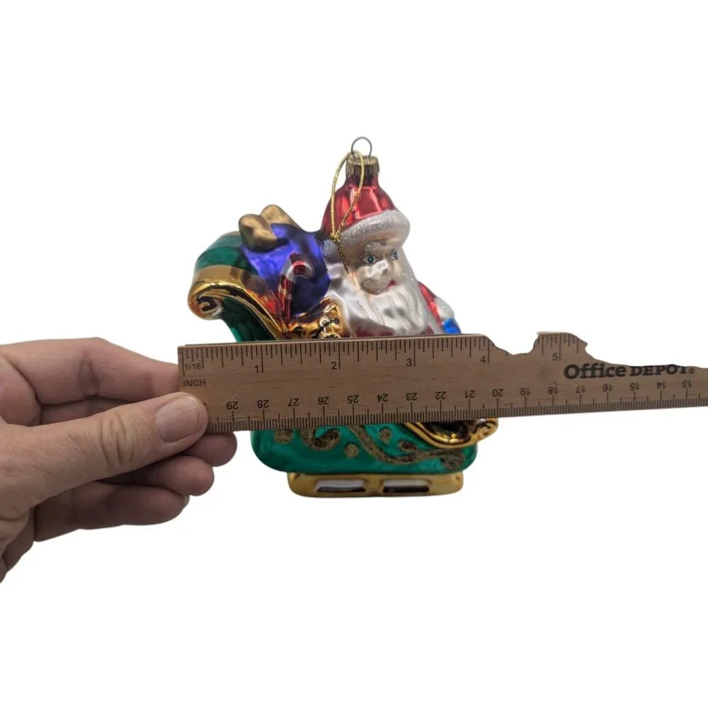 Thomas Pacconi Museum Series Christmas Ornament Santa in Sleigh Hand Blown Glass